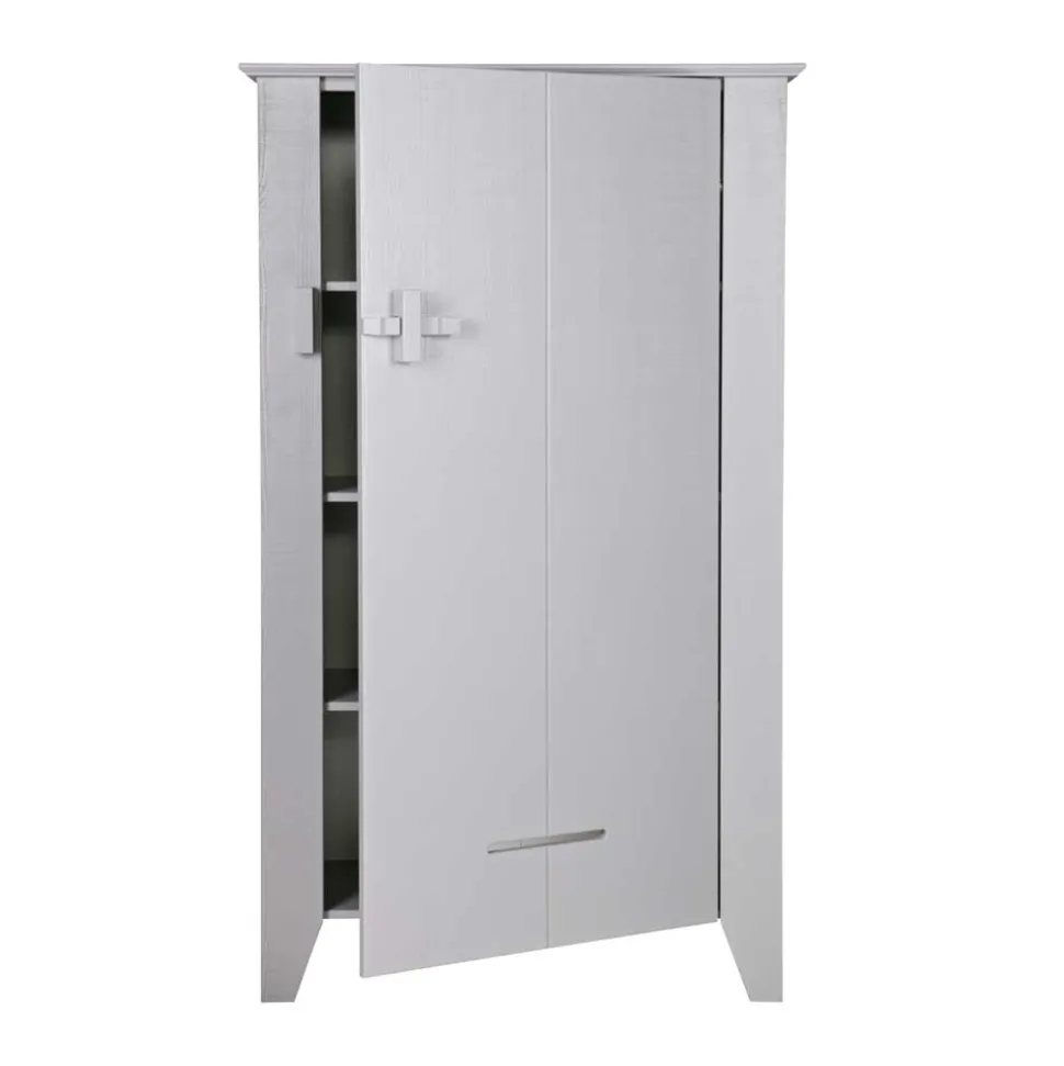 1-türiger Kiefer Schrank in hellem Grau - Ennyano