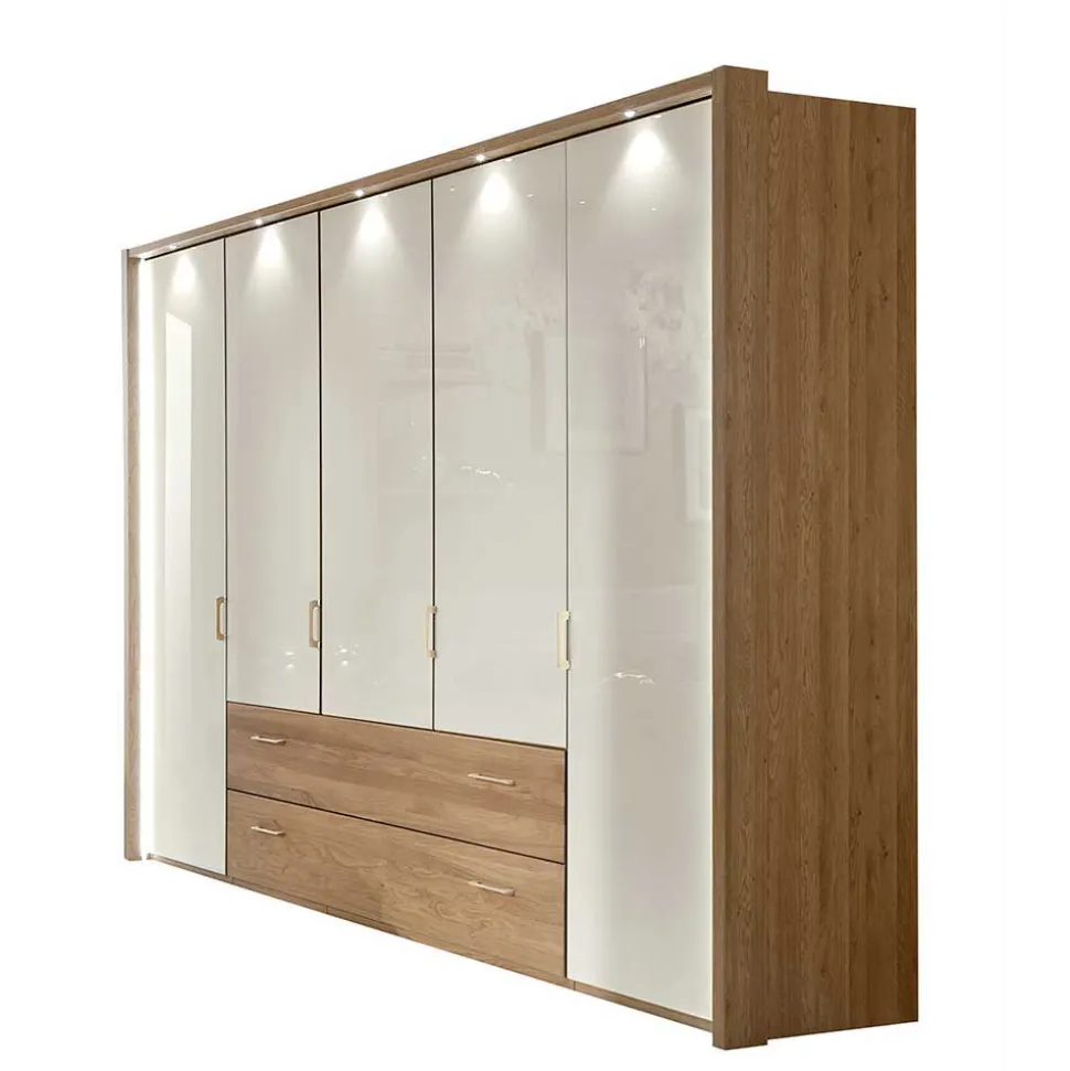 5-türiger Kleiderschrank Anglesia in Creme und Eiche