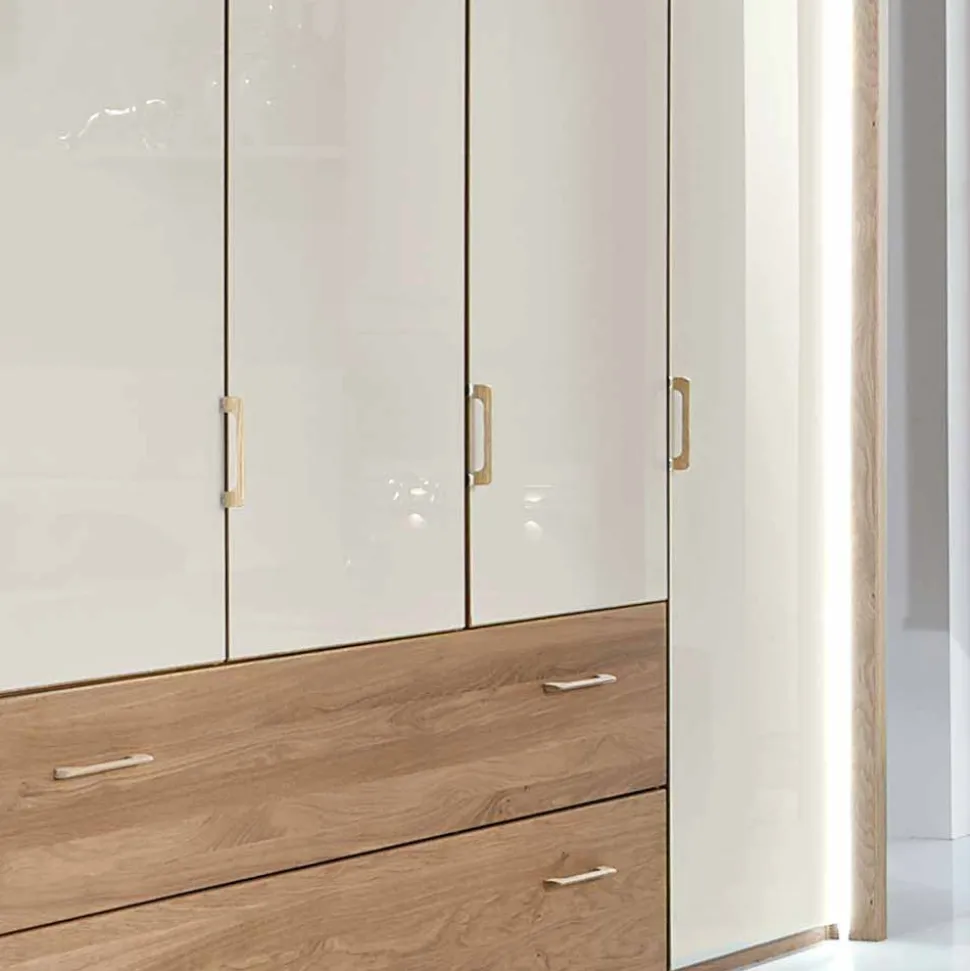 5-türiger Kleiderschrank Anglesia in Creme und Eiche