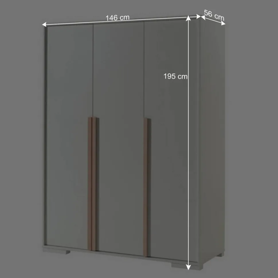 3-türiger Kleiderschrank in Weiß - Eldrus