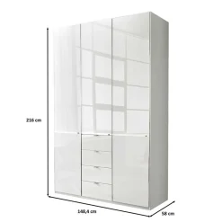 3-türiger Kleiderschrank in Weiß Glasfront - Rocca