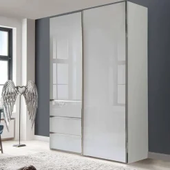 2-türiger Kleiderschrank in Weiß Glas - Heralisa