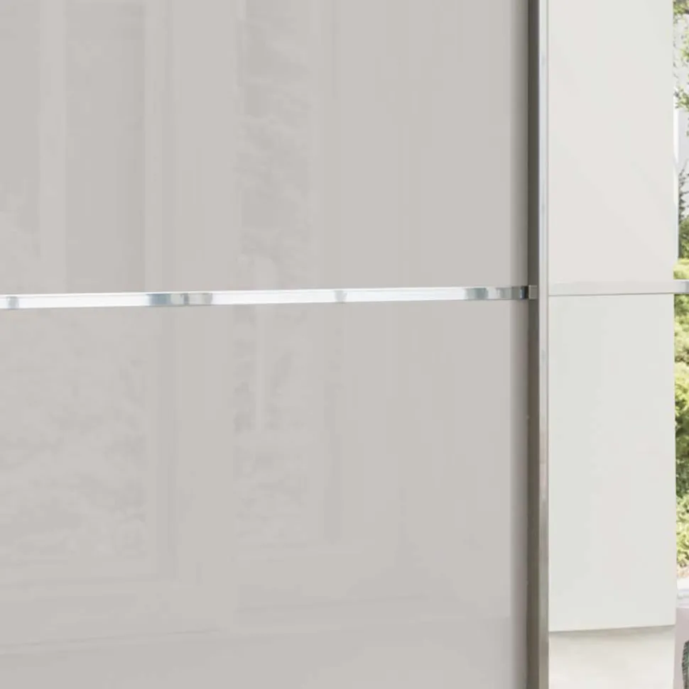 2-türiger Kleiderschrank in Hellgrau & Braun - Sabelle