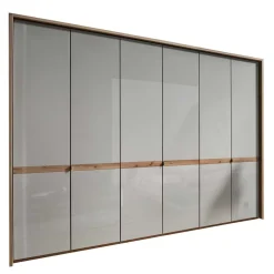 6-türiger Kleiderschrank in Beige Glas - Crascanu