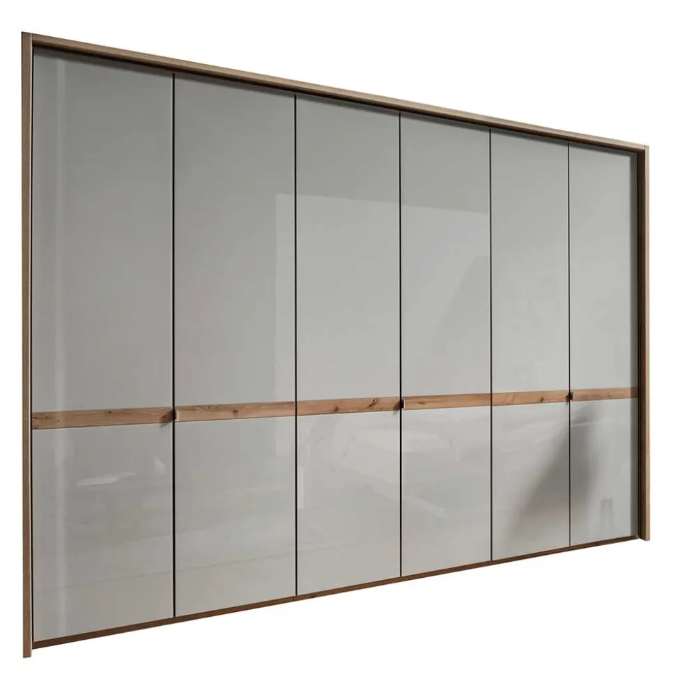 6-türiger Kleiderschrank in Beige Glas - Crascanu