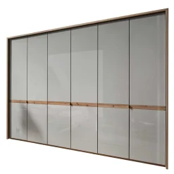6-türiger Kleiderschrank in Beige Glas - Crascanu