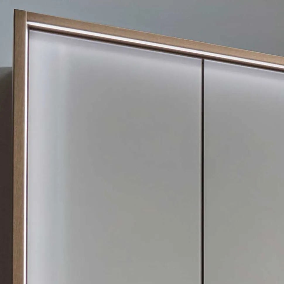6-türiger Kleiderschrank in Beige Glas - Crascanu