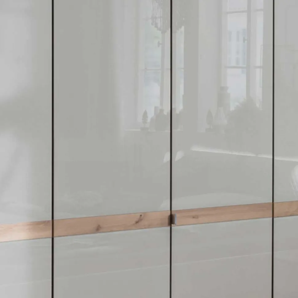 6-türiger Kleiderschrank in Beige Glas - Crascanu