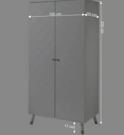 2-türiger Kleiderschrank in Weiß & Gold - Zimventa