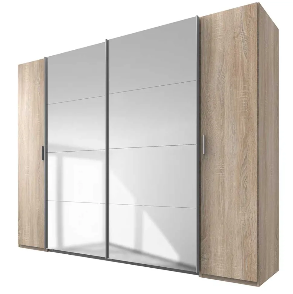 4-türiger Kleiderschrank mit Spiegel Schwebetüren - Metrona