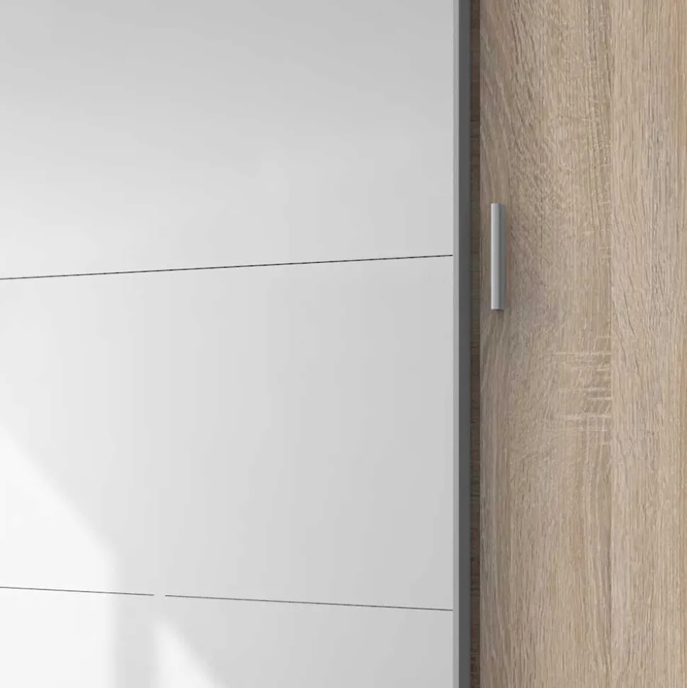 4-türiger Kleiderschrank mit Spiegel Schwebetüren - Metrona