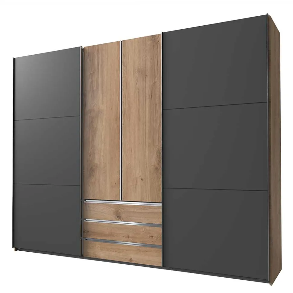 4-türiger Kleiderschrank mit Dreh- & Schiebetüren - Bafata