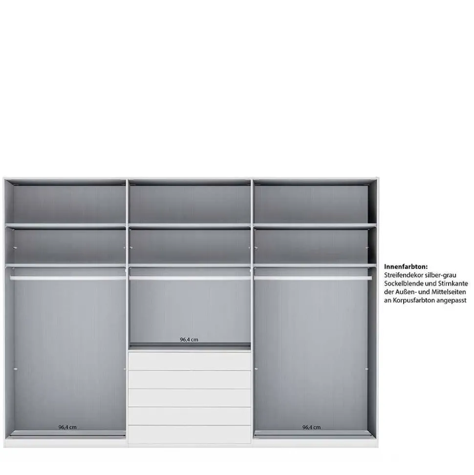 6-türiger Kleiderschrank mit fünf Schubladen - Nucina