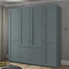 4-türiger Kombi-Kleiderschrank in Graugrün - Rajavo