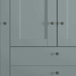 4-türiger Kombi-Kleiderschrank in Graugrün - Rajavo