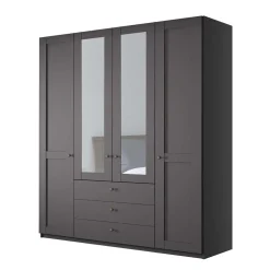 4-türiger Kombi-Schlafzimmerschrank in Dunkelgrau - Mataram