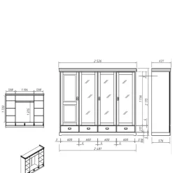 4-türiger Landhausschrank in Weiß - Presto