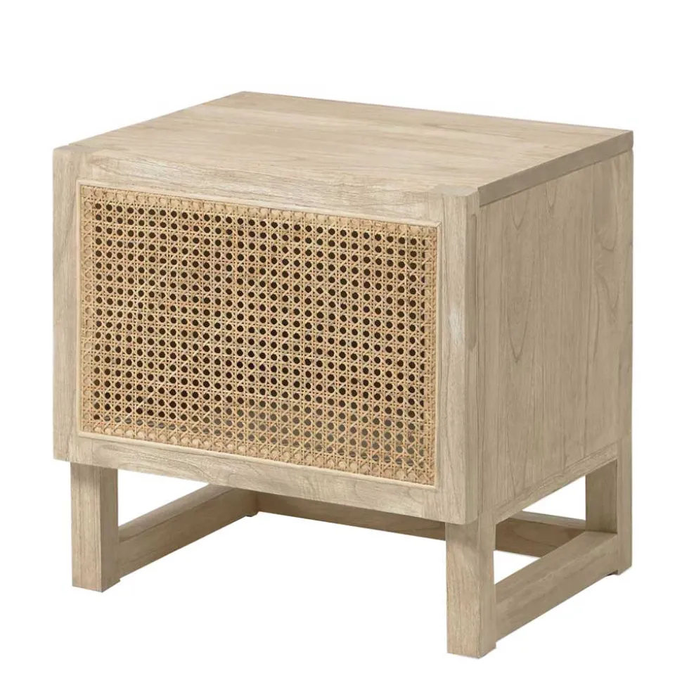 1-türiger Nachtschrank mit Rattan Wiener Geflecht - Bertino