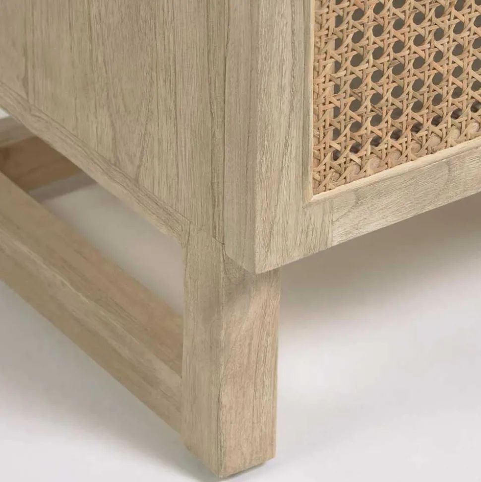 1-türiger Nachtschrank mit Rattan Wiener Geflecht - Bertino