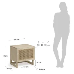 1-türiger Nachtschrank mit Rattan Wiener Geflecht - Bertino