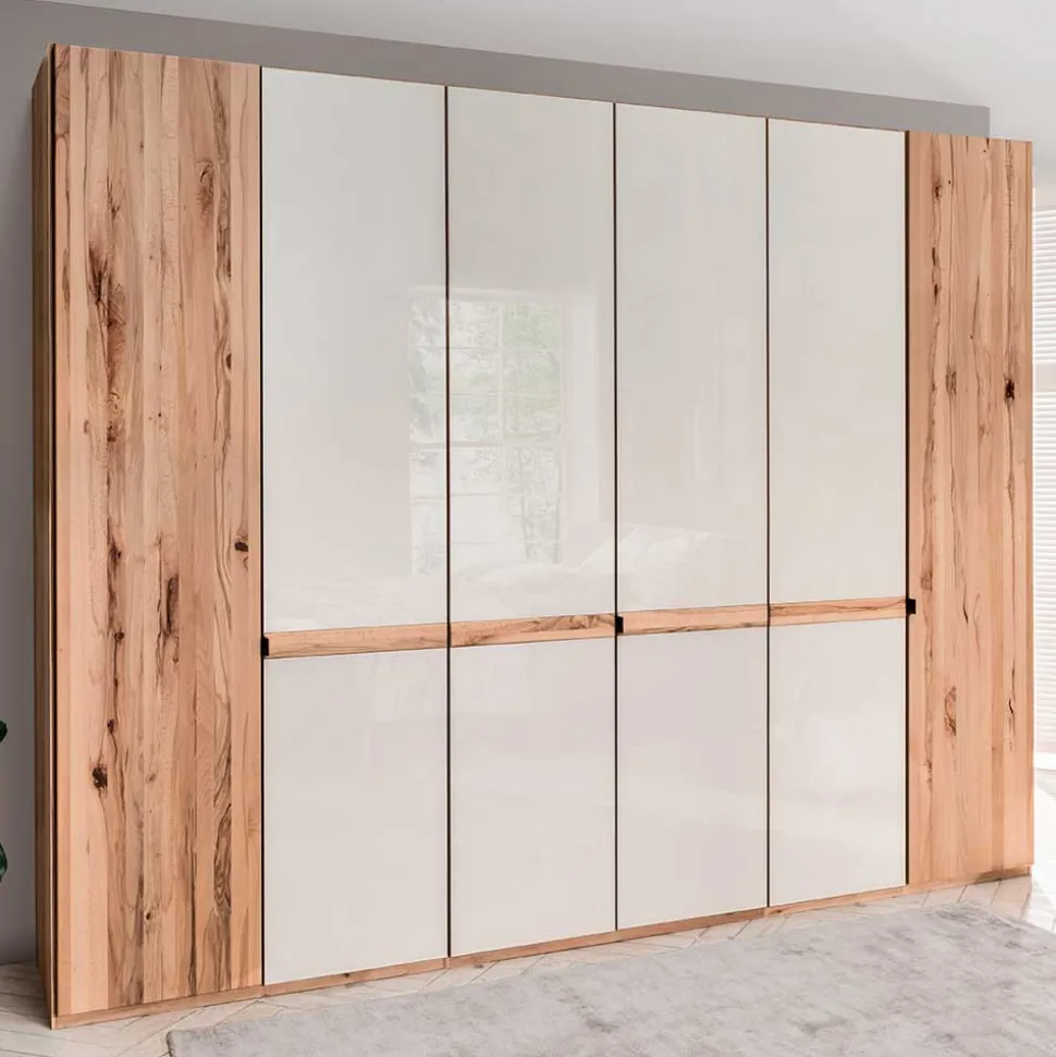 6-türiger Schlafzimmerschrank in Kernbuche & Beige - Krofun