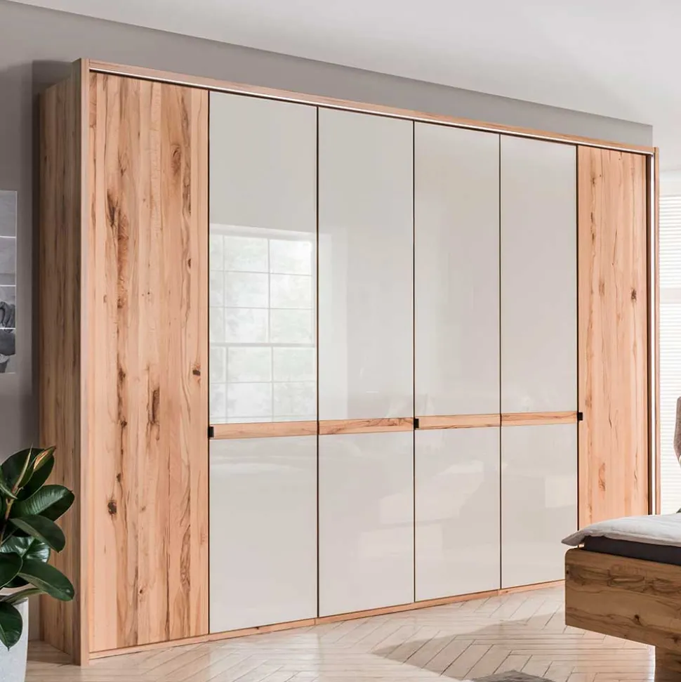 6-türiger Schlafzimmerschrank in Kernbuche & Beige - Krofun