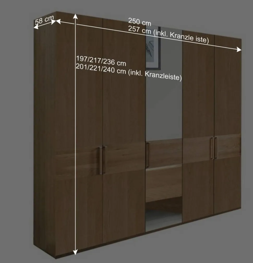 5-türiger Schlafzimmerschrank in Eiche - Emdsiva