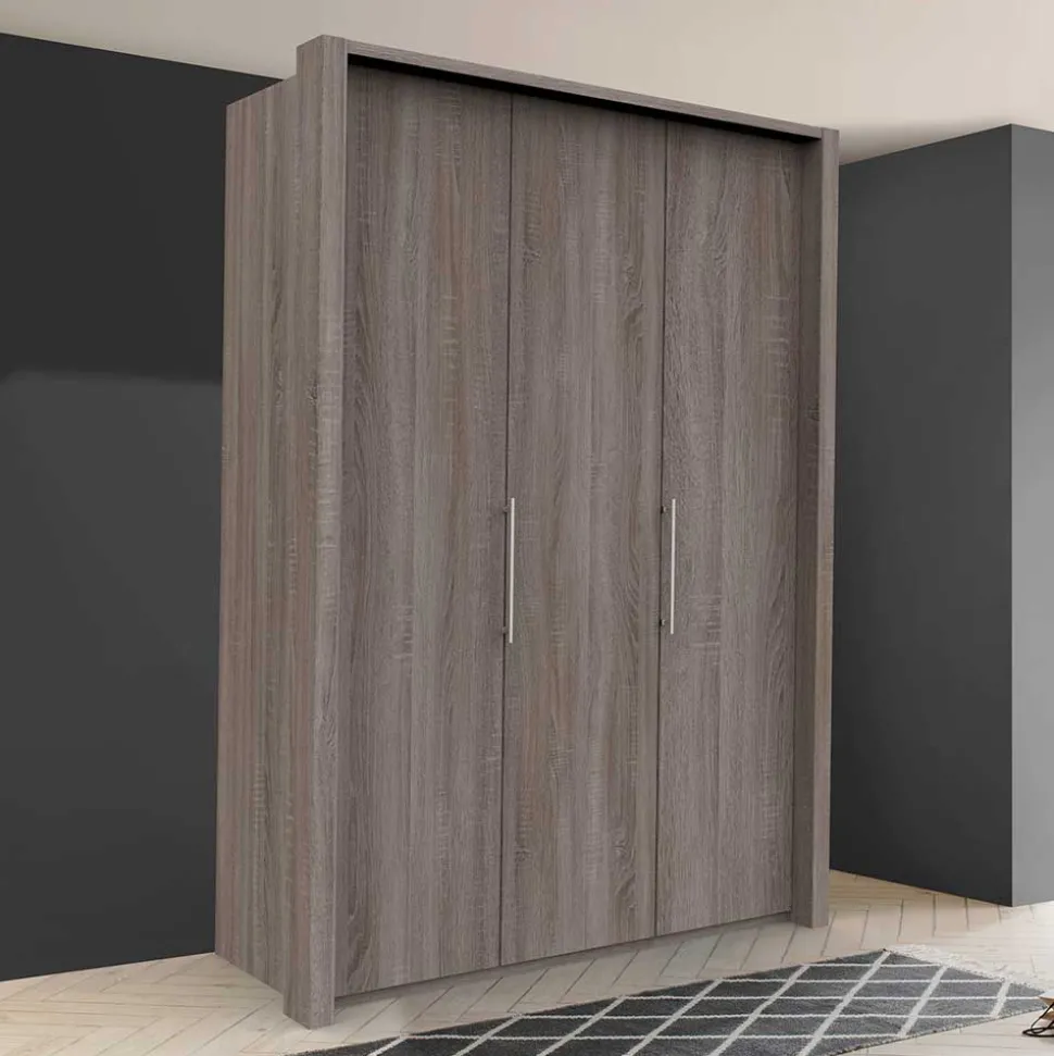 2-türiger Schlafzimmerschrank in dunkler Holzoptik - Crenba