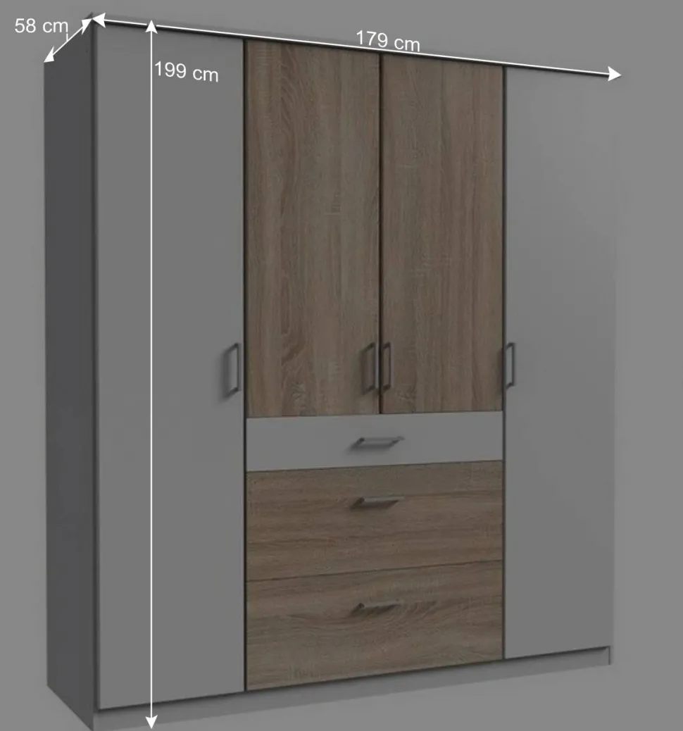 4-türiger Schlafzimmerschrank modern - Magdelan