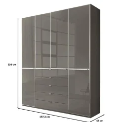 4-türiger Schlafzimmerschrank in Braun - Madita