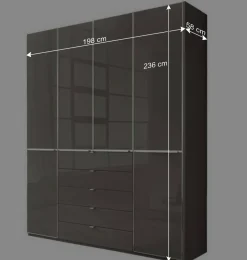 4-türiger Schlafzimmerschrank in Braun - Madita