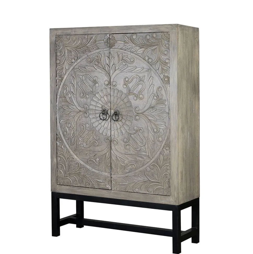 2-türiger Schrank in Grey Wash Holz - Liberatos