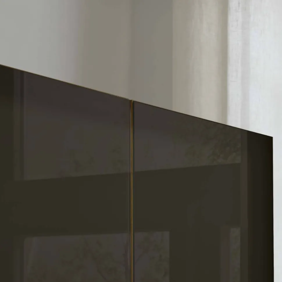 6-türiger Schrank mit Glas Dunkelbraun - Hung