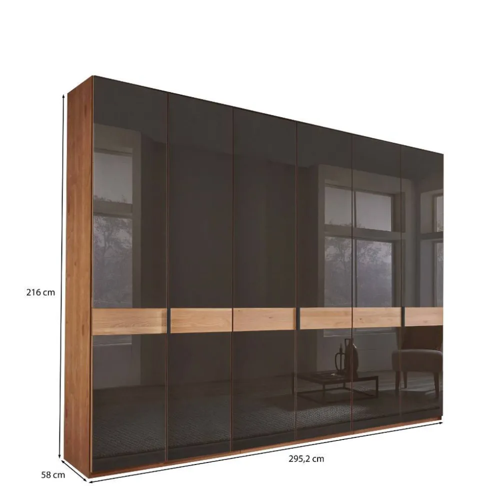 6-türiger Schrank mit Glas Dunkelbraun - Hung