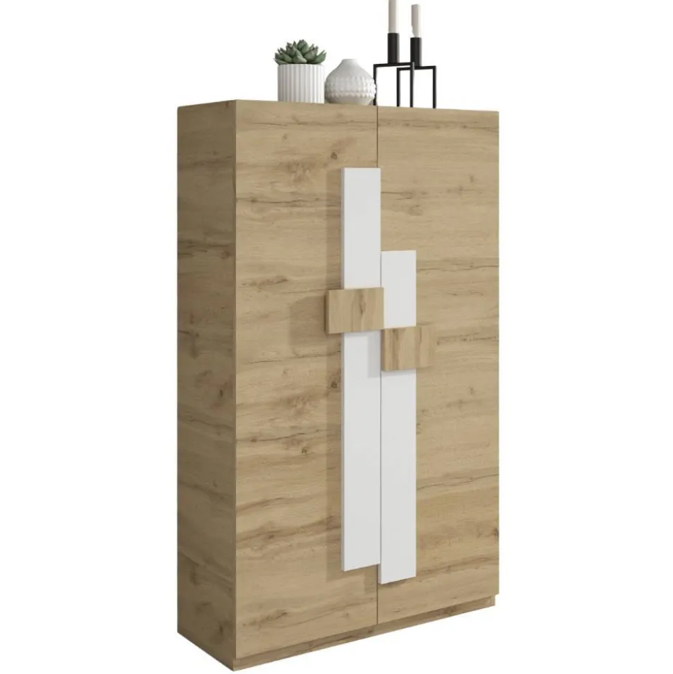 2-türiger Schuhschrank mit sechs schrägen Böden - Lornas