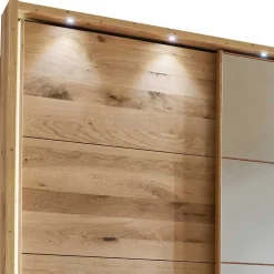 4-türiger Schwebetürenschrank in Eiche Bianco - Brownie