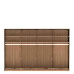 4-türiger Schwebetürenschrank in Eiche Bianco - Brownie