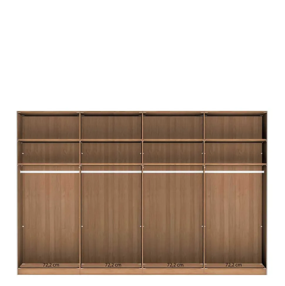 4-türiger Schwebetürenschrank in Eiche Bianco - Brownie