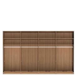 4-türiger Schwebetürenschrank in Eiche Bianco - Brownie