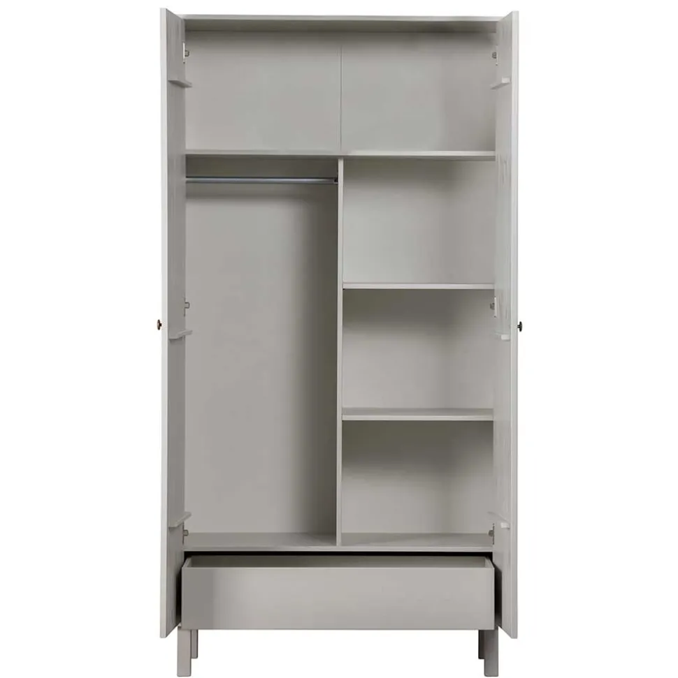 2-türiger Skandi Kleiderschrank in Grau - Huvina
