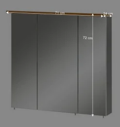 3-türiger Spiegel Badschrank 71 cm breit - Nienzo