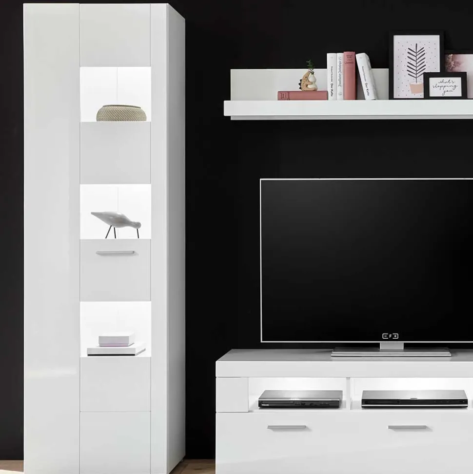 1-türiger Vitrinenschrank in Weiß Hochglanz - Timmona