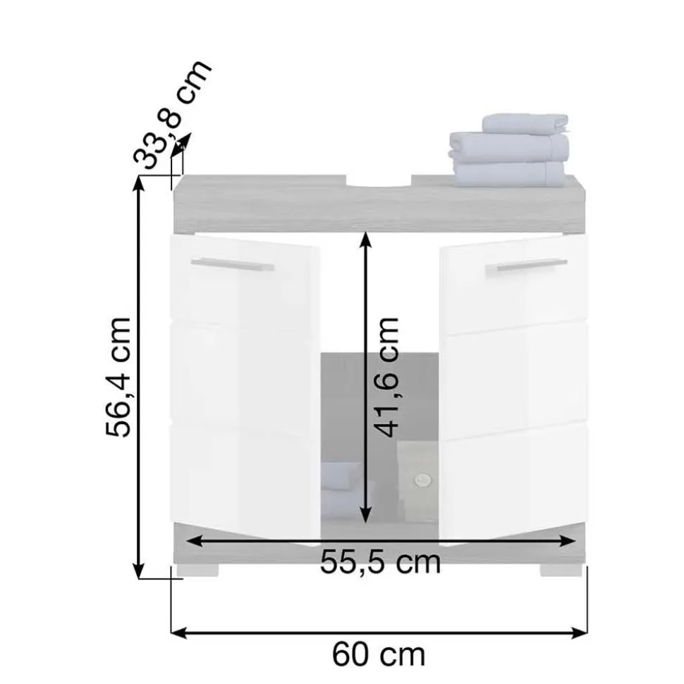 2-türiger Waschbeckenunterschrank 60x56x34 cm - Nancys