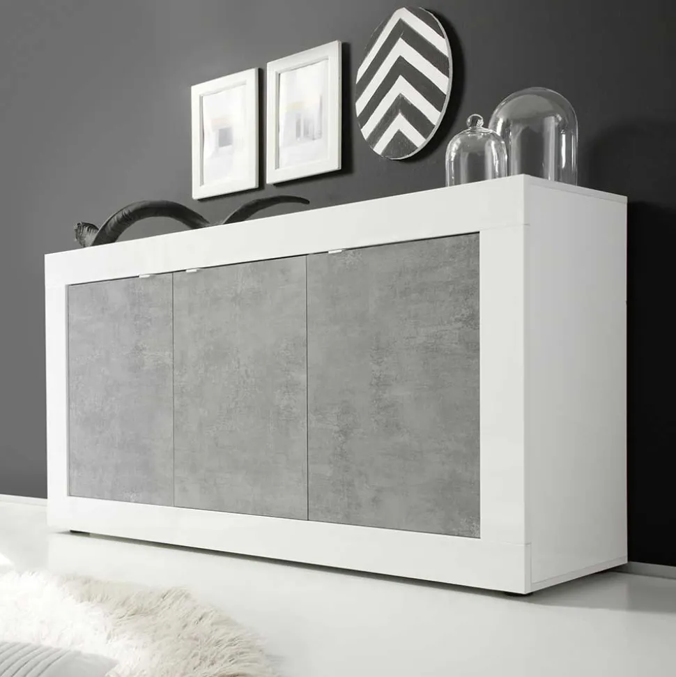 3-türiges Design-Sideboard in Beton Dekor - Narandu