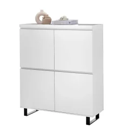 4-türiges Highboard in Weiß mit Schwarz - Atela