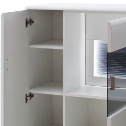3-türiges Highboard mit Glas Einsatz in Weiß - Hazime