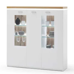 3-türiges Highboard Vitrine beleuchtet LED - Caldri