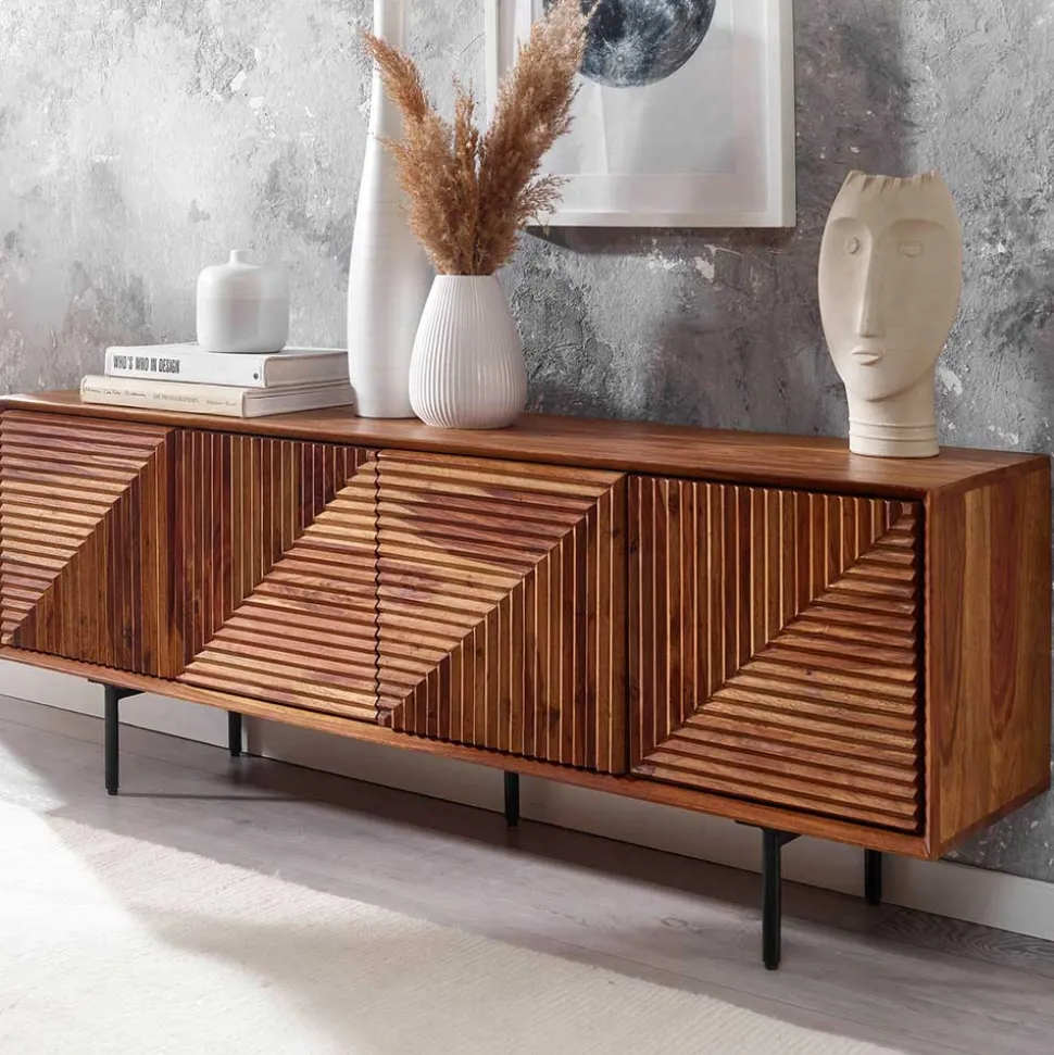 4-türiges Massivholz Sideboard 140 cm breit - Surin