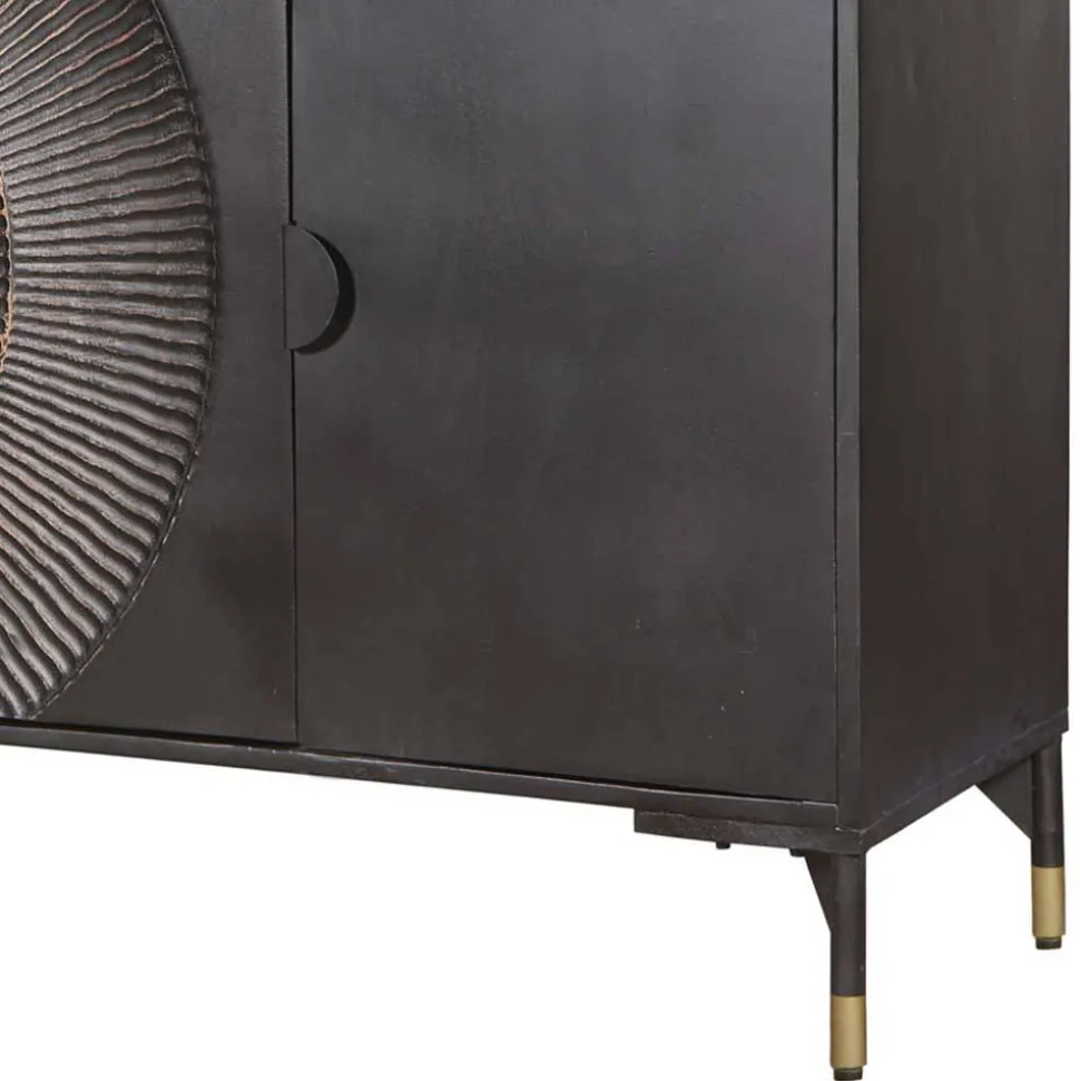 4-türiges Sideboard in Schwarz und Messing - Alkatar