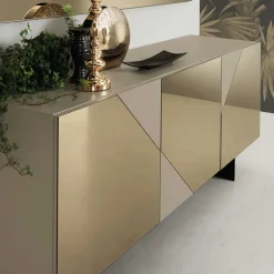 3-türiges Sideboard mit Spiegelglas in Bronze - Razepta
